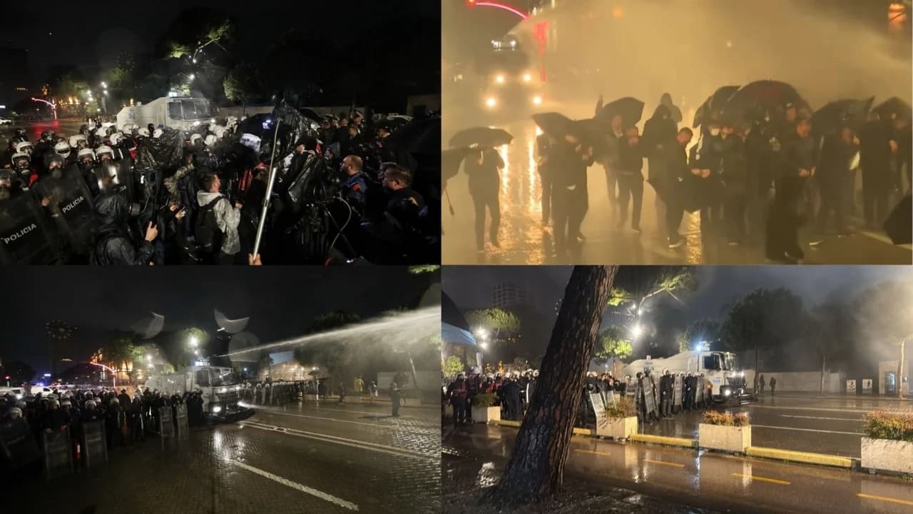 Protestat e opozitës në Shqipëri – hidhen molotovë, fishekzjarrë e gaz lotsjellës
